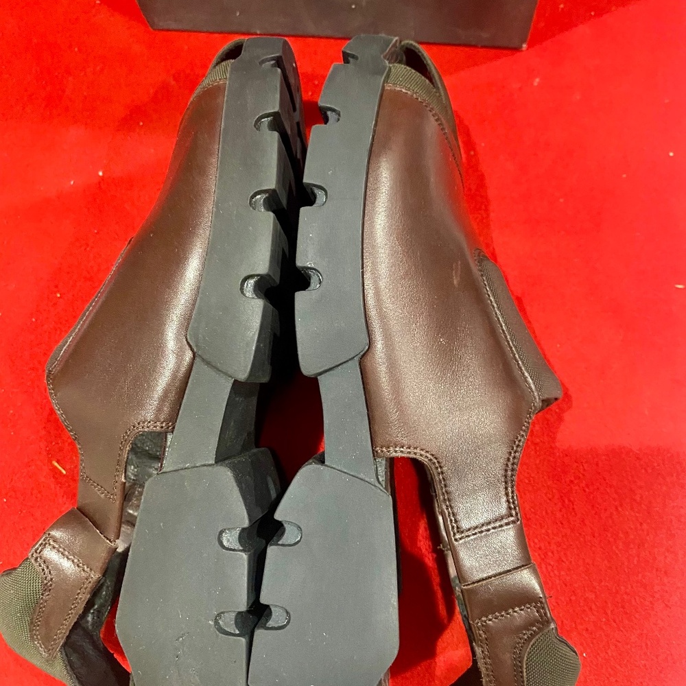 Men's Brown Leather Slip-On Sandals